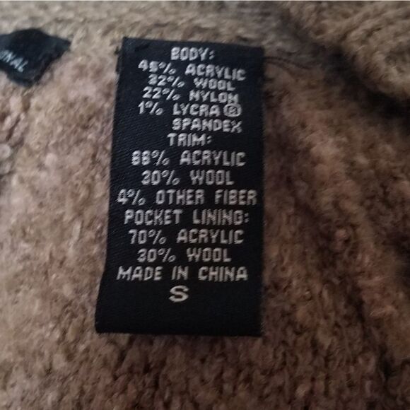 𝅺RARE Retro Moda International Brown Popcorn Boucle Wool Blend Ribbed Cardigan - Picture 15 of 15